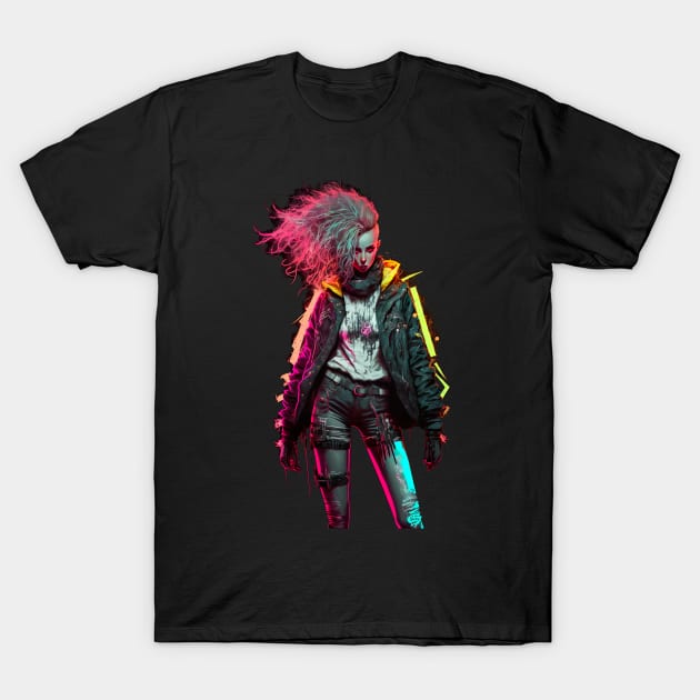 Cyberpunk Girl T-Shirt by Nightarcade